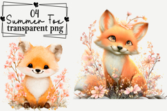 Whimsical Summer Fox Clipart Watercolor PNG Product Image 1