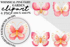 Whimsical Pink Fairy Garden Clipart Png Product Image 1