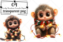 Quirky Christmas Animals Clipart Watercolor PNG Product Image 1