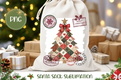 Patchwork Christmas Tree Santa Sack, Christmas Sublimation Product Image 1