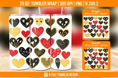 3D Cute Heart Tumbler Wrap Designs, Sublimation Wrap Product Image 1