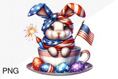 4th Of July Bunny Sublimation Clipart PNG Design Product Image 1
