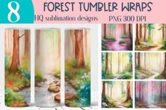 Watercolor Forest Tumbler Wrap Sublimation PNG BUNDLE Product Image 1