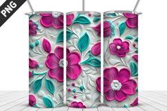 3D Flowers Tumbler Wrap | Sublimation Design | Tumble PNG Product Image 5