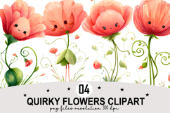 Quirky Flowers Clipart Watercolor PNG Product Image 1