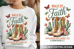 Walk by faith Sublimation Design - Christian Png Product Image 1