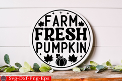 Farm Fresh Pumpkin Fall Round Sign SVG Product Image 2
