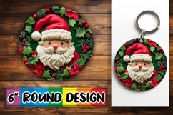 Winter 3D Santa Round Keychain Design PNG Holiday Product Image 1