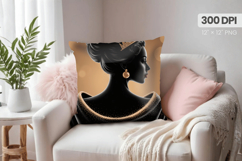 Afro Girl /Woman braided hair Pillow Design, Black Queen PNG Product Image 1