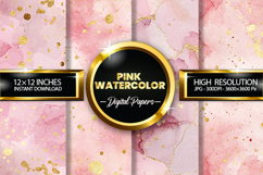 Pink Watercolor Digital Papers - 04 variations Product Image 1