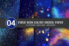 Cyber Neon Galaxy Digital Paper Product Image 1