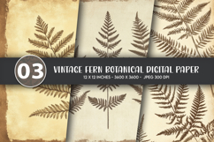 Vintage Fern Botanical Digital Paper Product Image 1