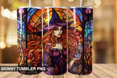 Stained Glass Halloween Witch Tumbler 20 oz Skinny Tumbler Product Image 1