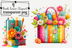 Whimsical Cute Book Lover Clipart Watercolor PNG Product Image 1