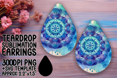 Trendy Teardrop Earrings Design PNG Artwork , Watercolor Pat Product Image 1