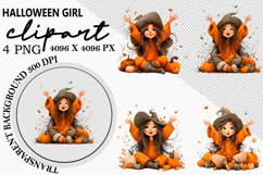 Halloween girl clipart Watercolor PNG Product Image 1