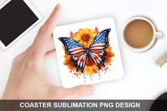4Th Of July Butterfly- Coaster Sublimation Design Product Image 1