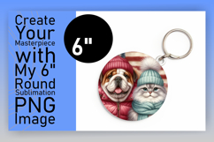 Charming Keychain Round Design PNG , Dog and cat Product Image 1