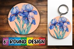 Vibrant Round Design Keychain Artwork , Beauty Flower Product Image 1