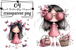 Whimsical Girl Butterfly Clipart Watercolor PNG Product Image 1