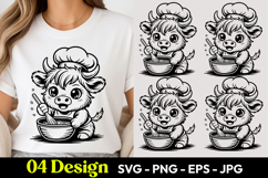 Cute Cow Chef SVG PNG Product Image 1