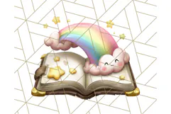 Magical Bookish Unicorn PNG Clipart Reading Books & Stories Product Image 4