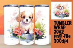Watercolor Wonder Dog and Floral Tumbler Wrap Product Image 1