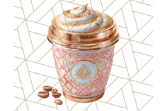Pastel Coffee Mug Clipart PNG, Latte Iced Coffee Tea Cups Product Image 4
