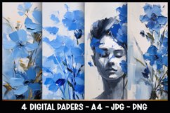 4 Beautiful Flowers Digital Papers I Junk Journal Pages Product Image 1