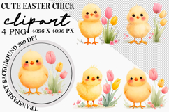 Whimsical Cute Easter Chick Clipart Watercolor png Product Image 1