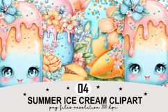 Summer Ice Cream Clipart Watercolor png Product Image 1