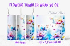 Butterfly flowers tumbler |Tumbler sublimation wrap| Floral Product Image 1