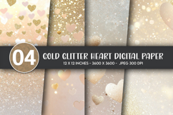 Gold Glitter Heart Digital Paper Product Image 1