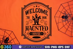 Welcome to our haunted house SVG, Vintage Halloween Sign SVG Product Image 4