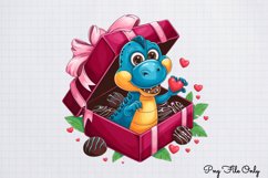 Peeking Dinosaur Valentines Day Clipart PNG Product Image 1