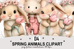 Spring Animals Clipart Watercolor Clipart png Product Image 1