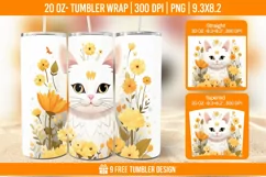 3D Cute Cat Tumbler Wrap Designs, Sublimation Wrap Product Image 1