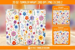 Cute Flower Seemless Tumbler Wrap Designs, Sublimation Wrap Product Image 1