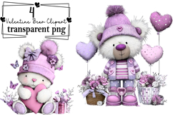 Whimsical Valentine Teddy Bear Clipart Watercolor PNG Product Image 1