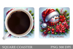 Cute Snowman Coaster Design. Cute Snowman Sublimation Product Image 1