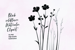 Black wildflower outline clipart sublimation Product Image 1