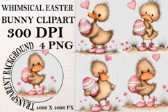 Whimsical Bunny Easter Clipart, Watercolor Easter Bunny PNG Product Image 1
