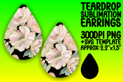 Artistic Teardrop Earrings Template PNG , Flower Pattern Product Image 1