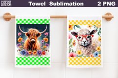 Farm Animal Kitchen Towel | Spring Animal Towel Sublimation Product Image 1