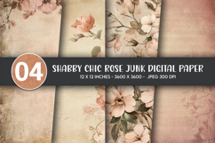 Shabby Chic Rose Junk Digital Paper Product Image 1