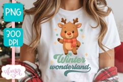 Winter Wonderland PNG, Cute reindeer sublimation design Product Image 3