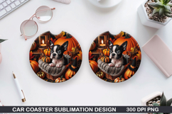Halloween Dog Car Coaster Sublimation| Halloween Coaster PNG Product Image 1