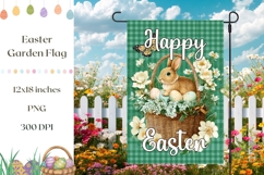 Floral Easter Basket Garden Flag, Happy Easter Garden Flag Product Image 1