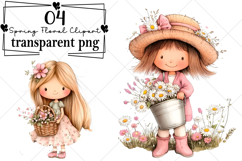 Whimsical Girl Spring Floral Clipart Watercolor PNG Product Image 1
