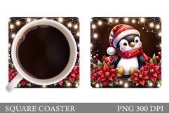 Christmas Penguin Coaster. Cute Penguin Sublimation Product Image 1